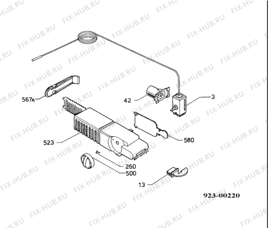 Взрыв-схема холодильника Juno JKF2001 - Схема узла Thermostat